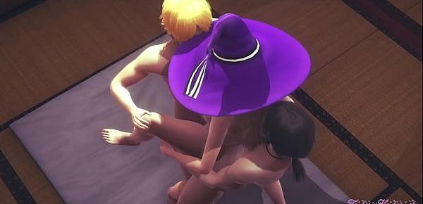  Genshin Impact Hentai 3D - Threesome Lisa Double penetration - Japanese manga anime game porn